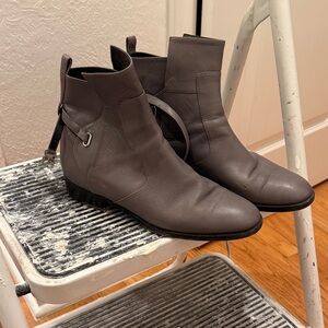Balenciaga Women's Dark Gray Leather Booties